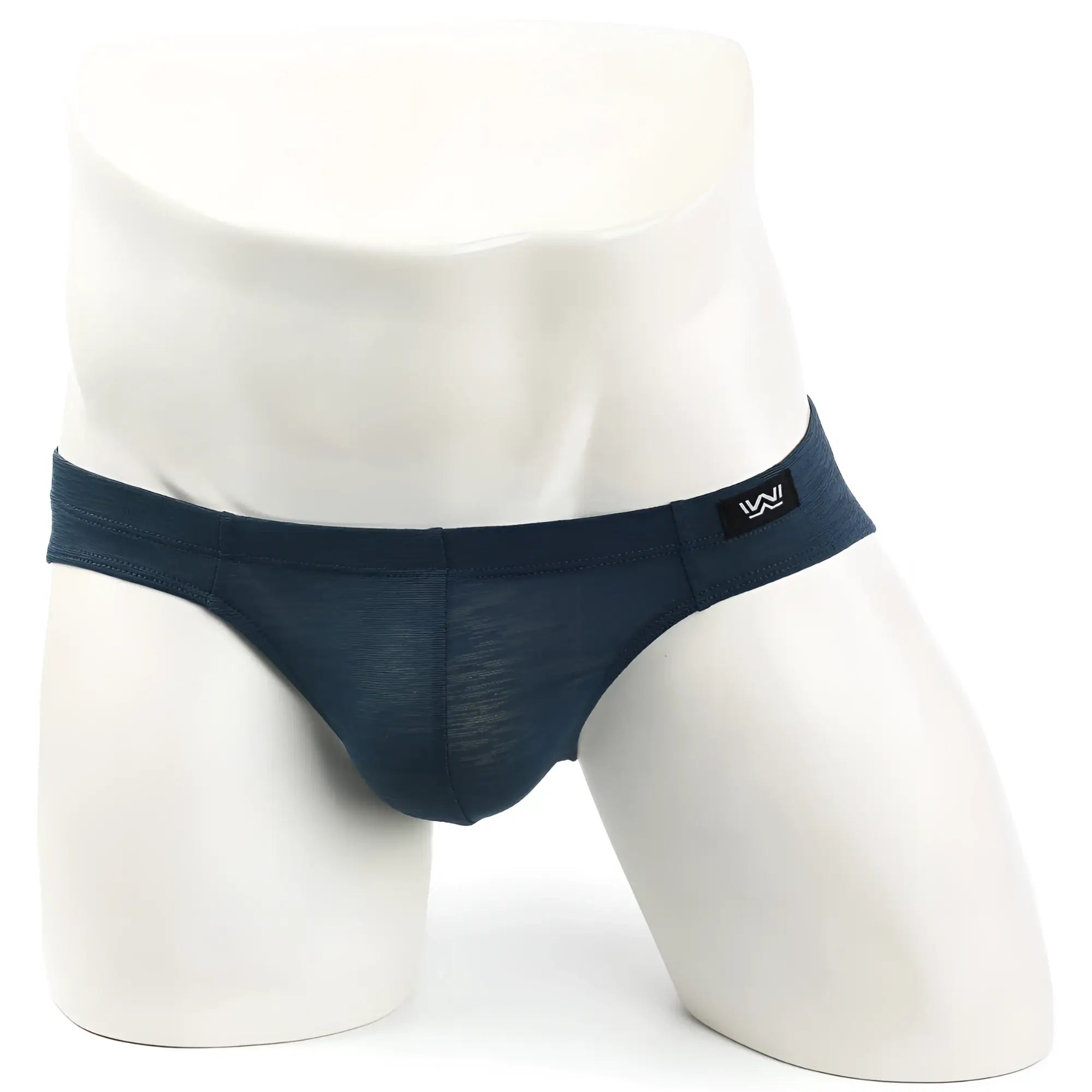 Dark blue sleek form-fitting men’s briefs with subtle textured fabric metroMalewear pinerolo bikini 5103-86