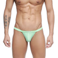 Mint green nylon thong with subtle MetroMaleWear logo on waistband from Plano Bikini Green 3334-07 collection