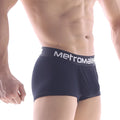 Navy blue metromale boxer briefs with white branded waistband ideal for comfortable everyday wear
