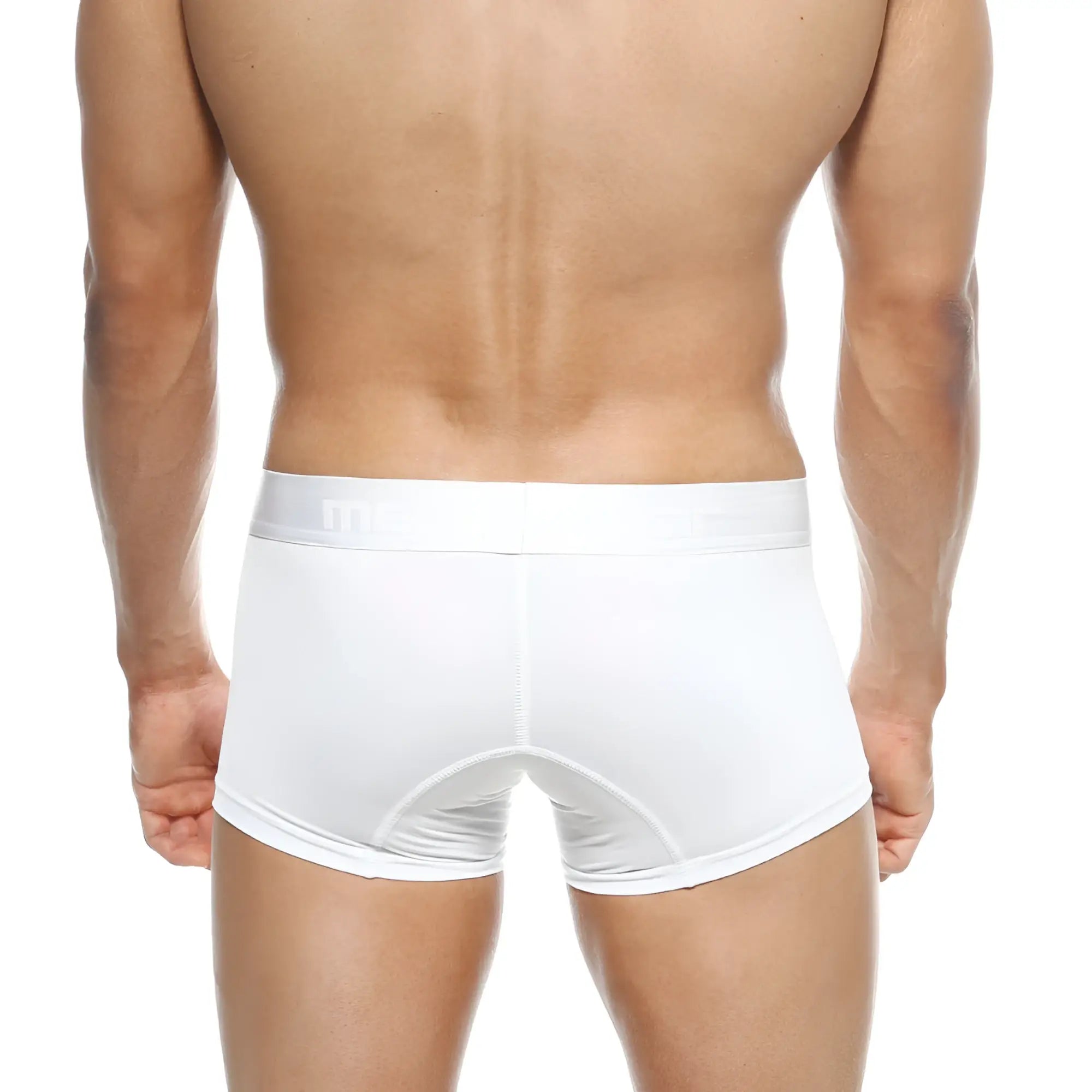 White men’s briefs metro male wear polyester short boxer with smooth form fitting design and subtle stitching details