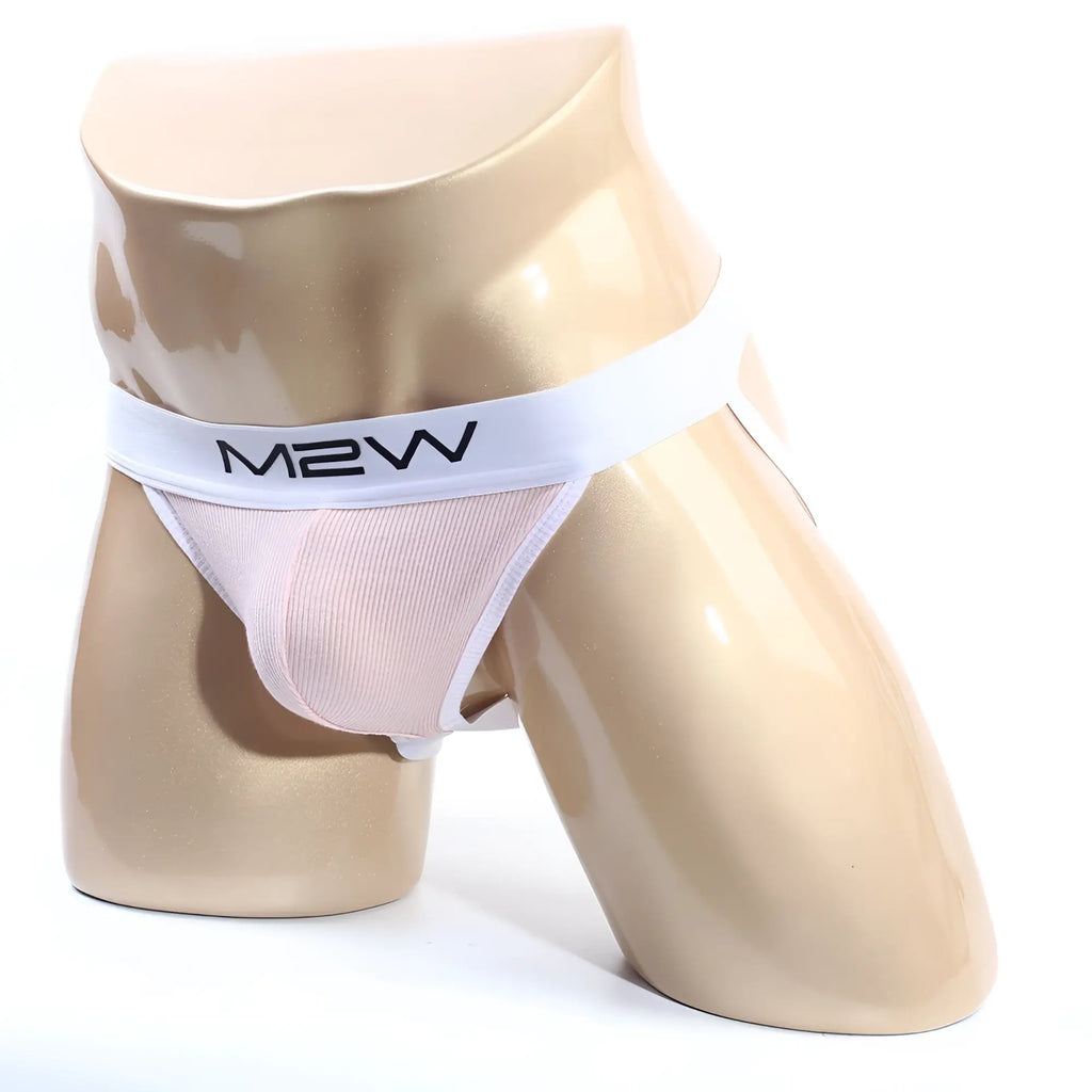 MetroMalewear primo pink jockstrap 2901-02 men’s light pink mesh briefs with white waistband front view