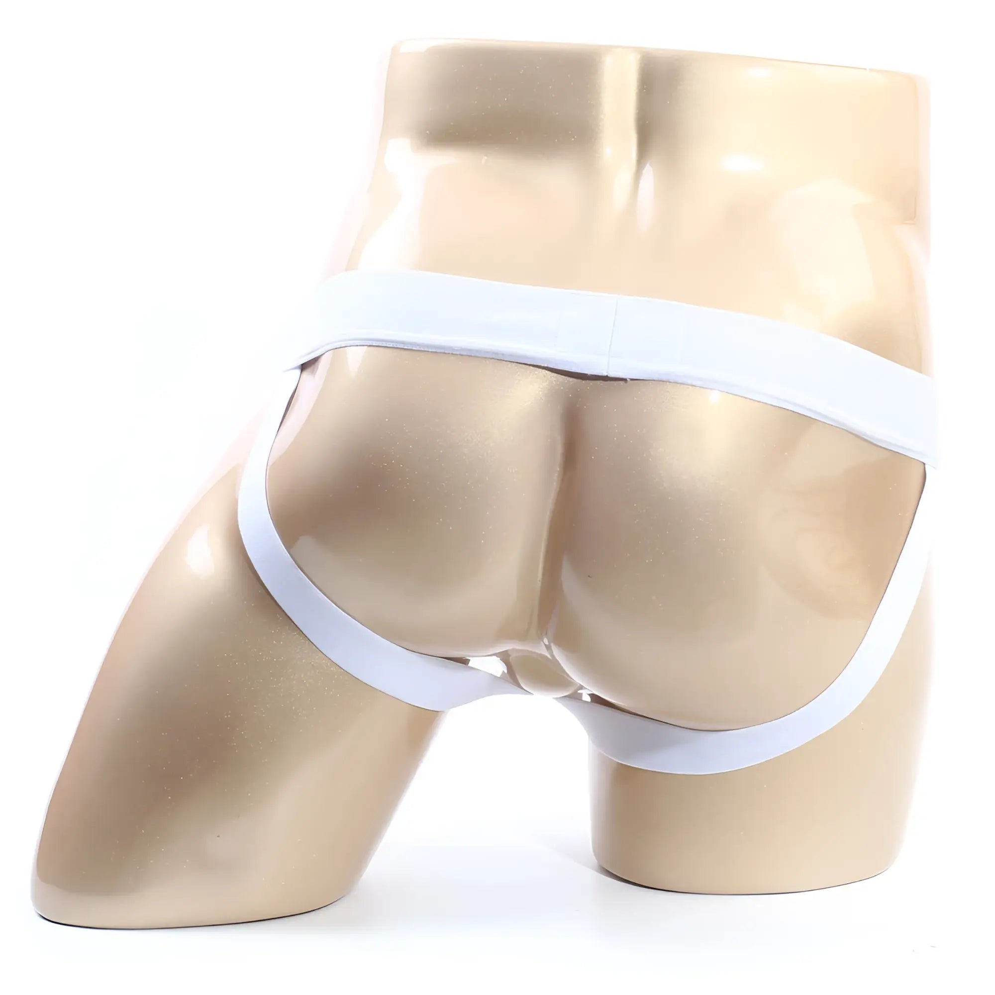White athletic briefs with snug supportive fit and smooth elastic waistband from metromalewear primo pink jockstrap 2901-02