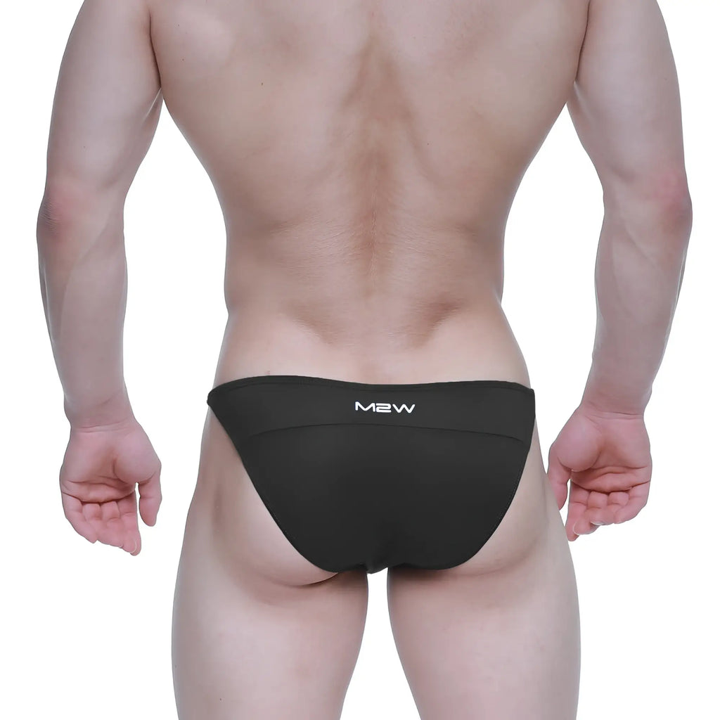 MetroMaleWear Prodigy bikini black 6504-20 black mens swim trunks with sleek form-fitting design