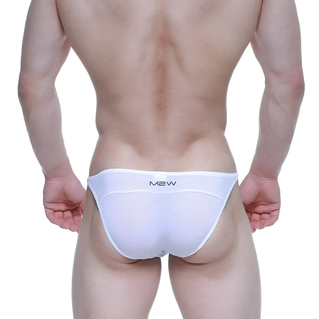 White m2w metro male wear prodigy bikini briefs in white with subtle ribbed texture and comfortable fit