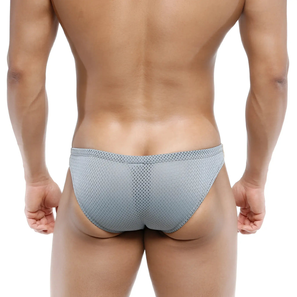 Gray mesh briefs metro male wear puente bikini jasper gray 3603-11 with snug form-fitting design