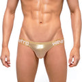 MetroMaleWear Puente Bikini Lujos 3603-22 gold metallic briefs with white metro wear branded waistband