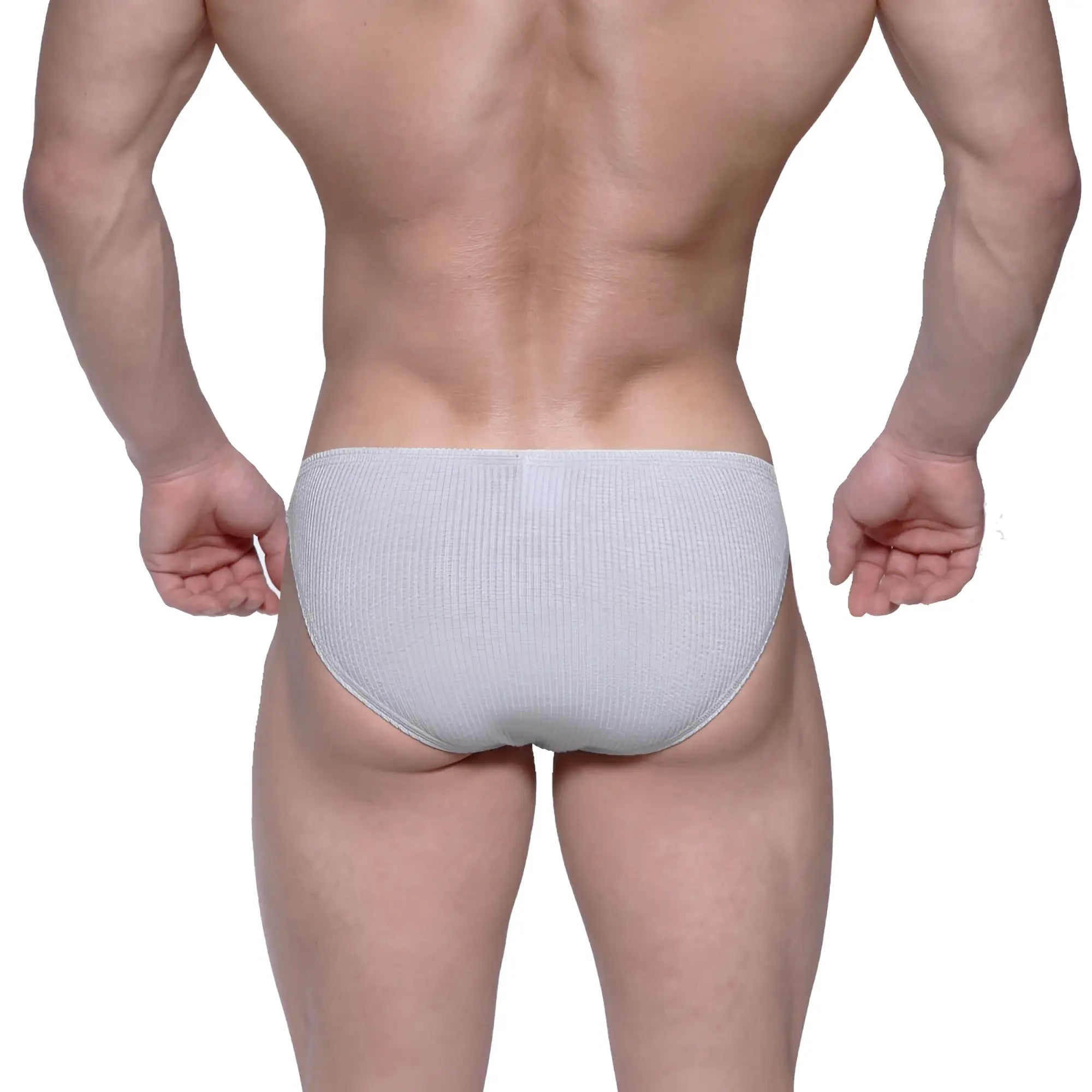 Light gray ribbed cotton briefs metroMalewear Rivera bikini gray 6006-10 front view with comfortable fit