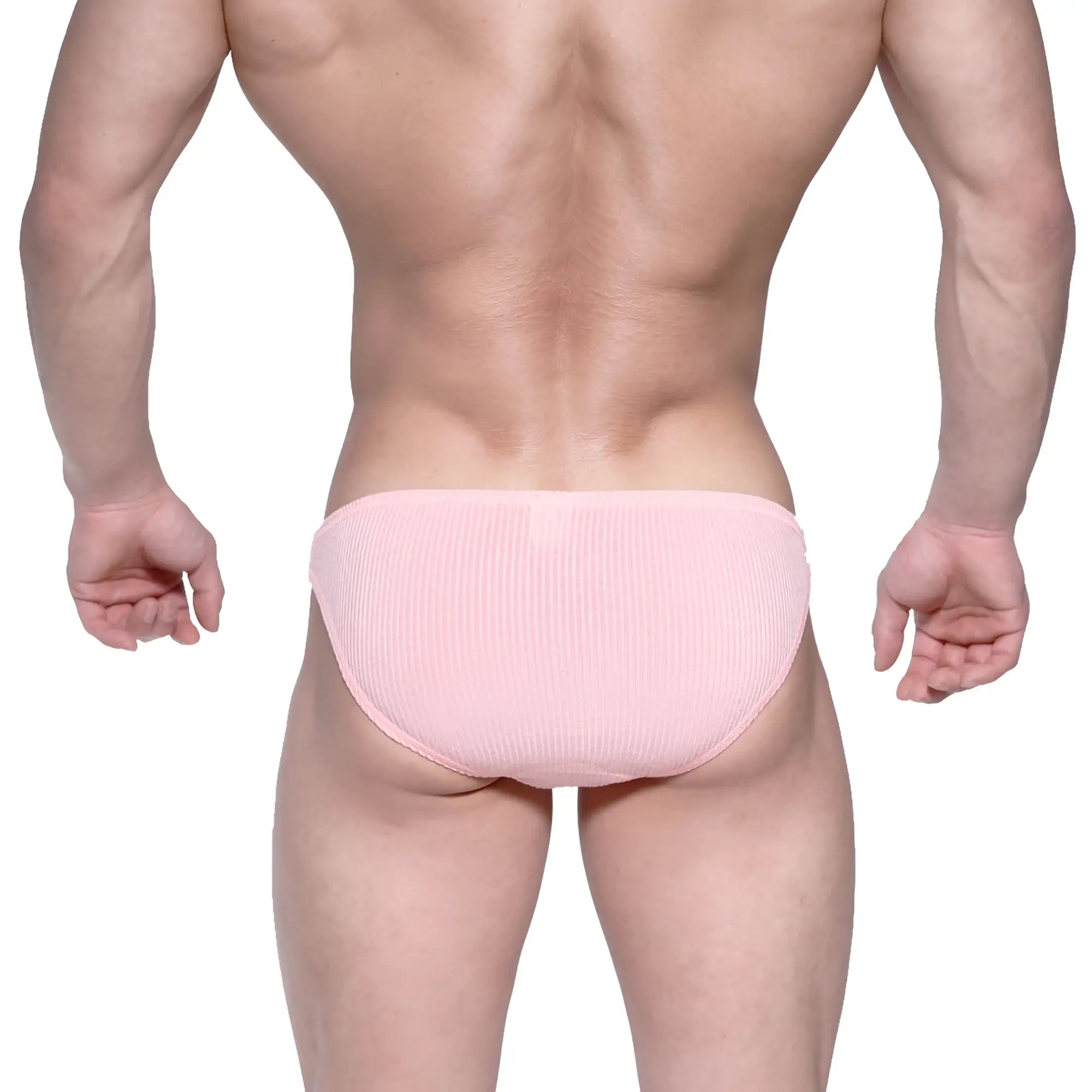Pink ribbed cotton briefs metro male wear rivera bikini 6006-02 showing front side design