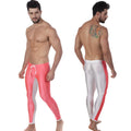MetroMaleWear runner red 4911-12 high-waisted swim trunks with glossy pink and white color blocking and form-fitting design