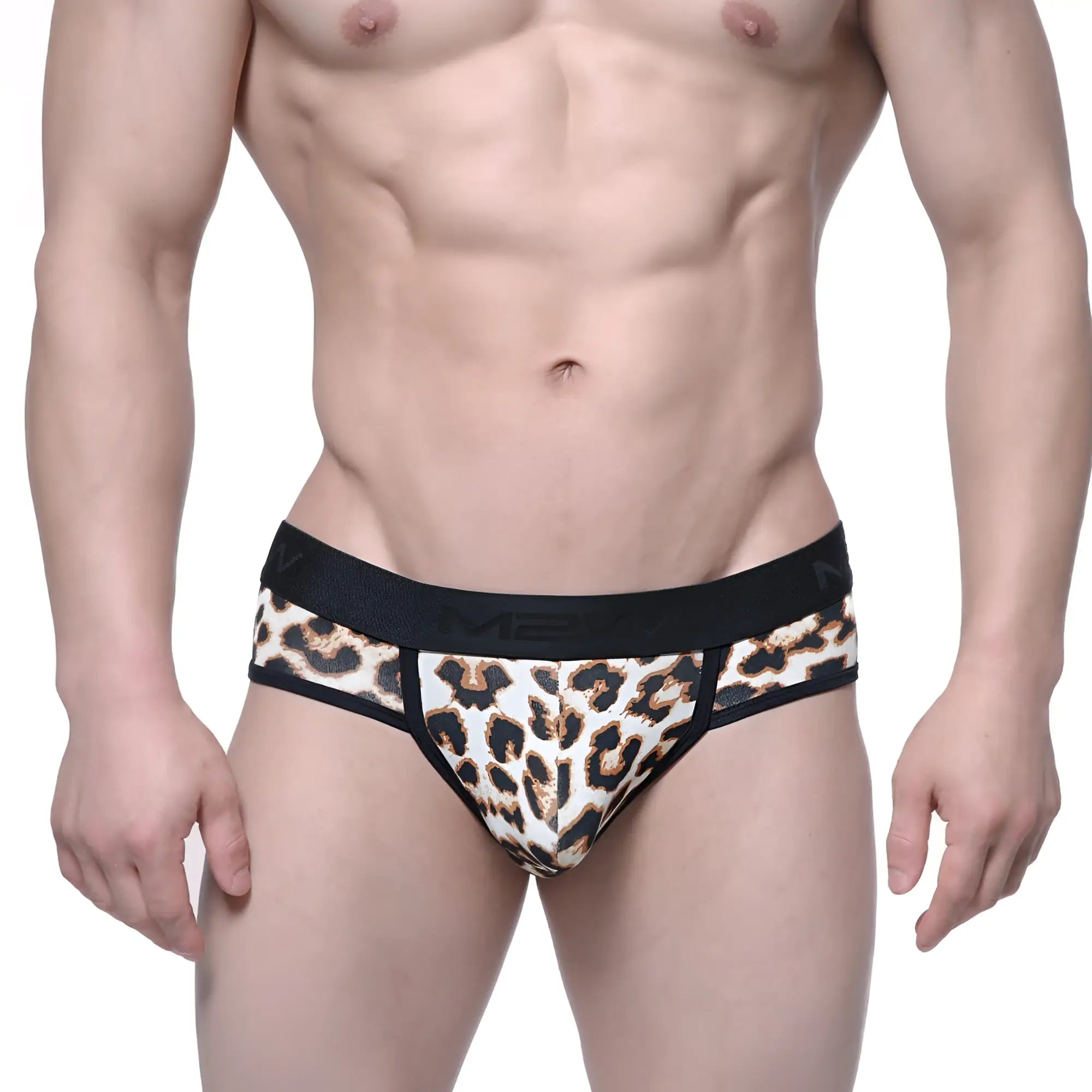 MetroMaleWear savage brief 6106-04 leopard print briefs with black elastic waistband and trim for men