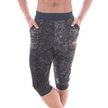 Black and silver speckled capri pants with solid black waistband and cuffs from MetroMaleWear Scandinavia gym shorts 4711-20