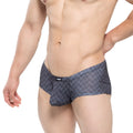 Gray zigzag-patterned men’s briefs with elastic waistband and snug fit from metromalewear senal trunk 2125-72