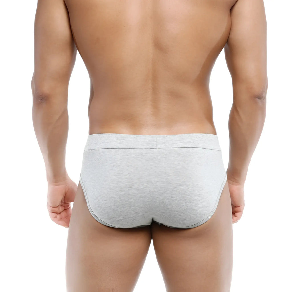 Gray heathered cotton briefs with a clean minimalist design by metromalewear sencillo brief gray 5203-10