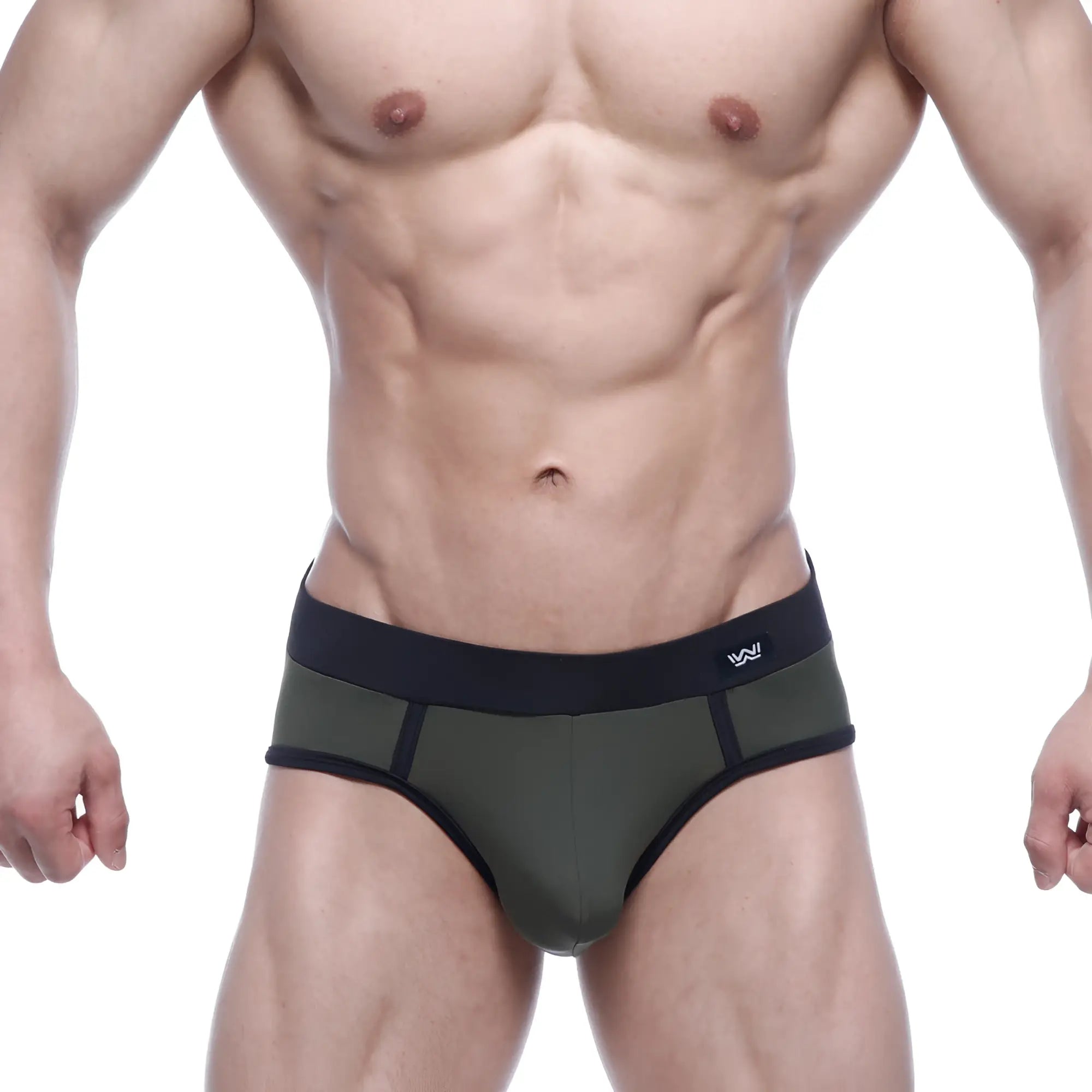 Metro male wear sencillo brief green 5203-26 olive green and black athletic briefs with sleek form fitting design