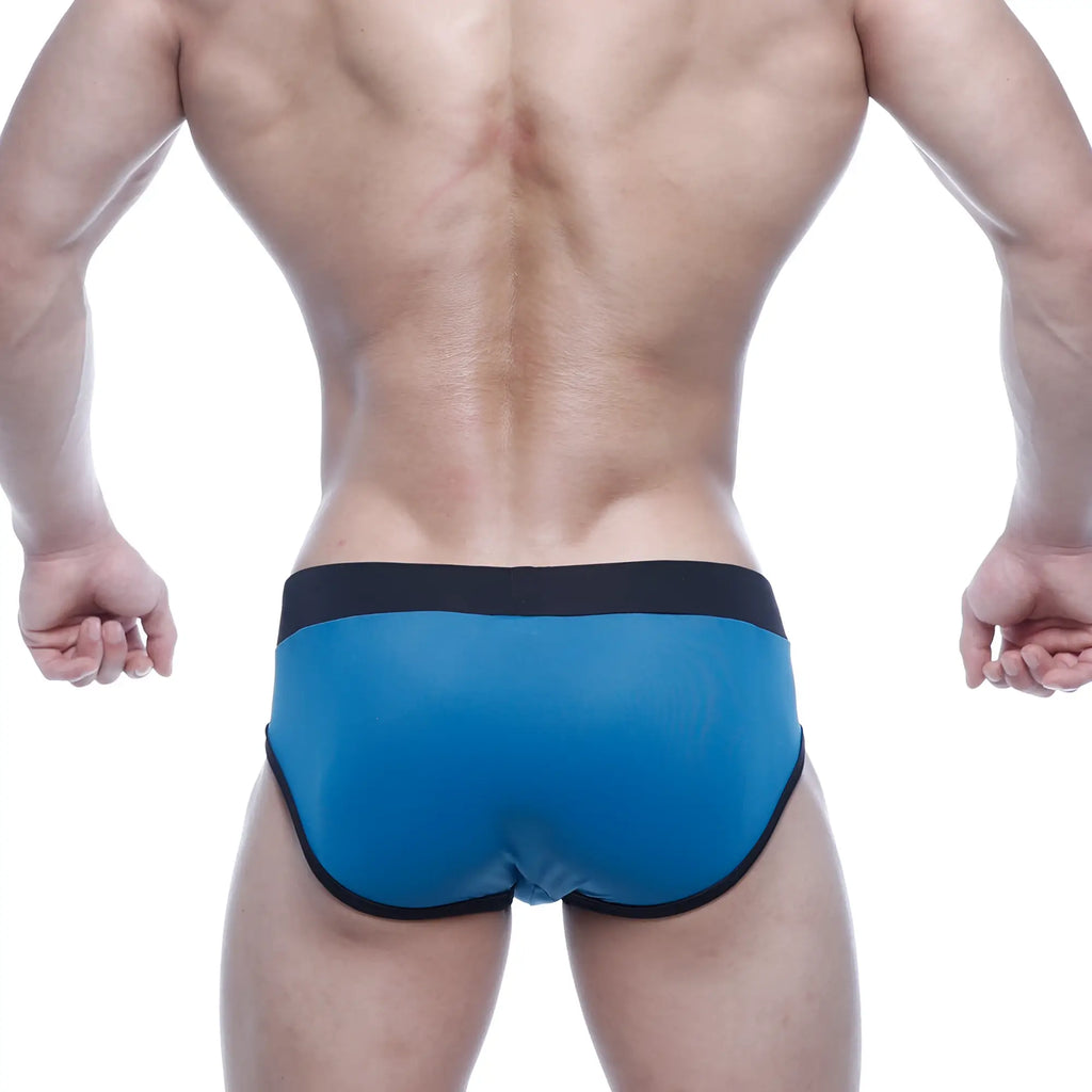 Blue athletic briefs with black trim metro male wear sencillo brief petrol 5203-08 for comfortable active wear