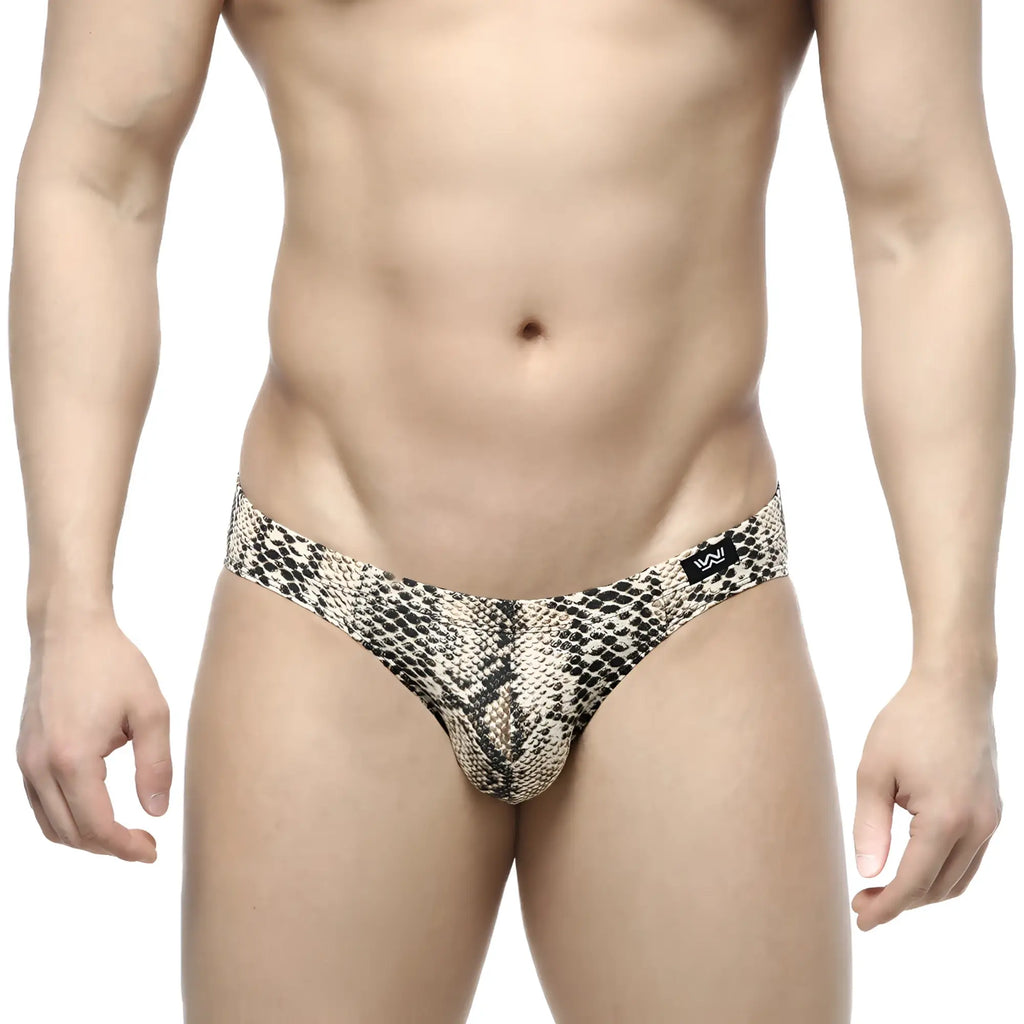 MetroMaleWear Serpiente Bikini 5103-94 snake-print men’s thong in beige and black with a sleek design