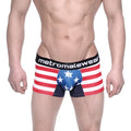 MetroMalewear short boxer Avengers 7 red white and blue american flag themed men’s boxer briefs with black waistband