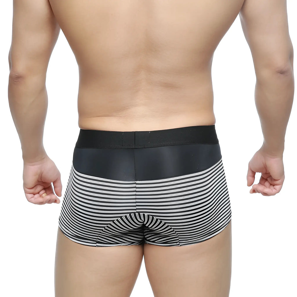 Black and white striped boxer briefs with smooth elastic waistband from metromalewear short boxer equilibrio 7 2022-50