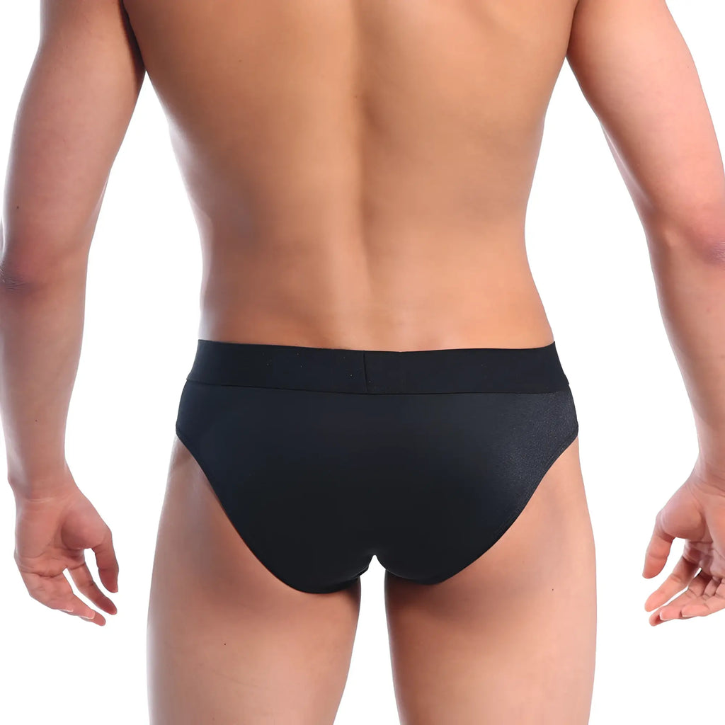 Black briefs MetroMaleWear SNAP BRIEF BLACK 2222-20 with smooth, form-fitting design and elastic waistband