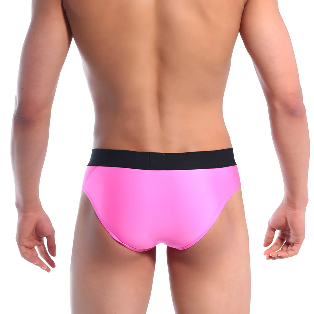 MetroMalewear snap brief pink 2222-02 bright pink briefs with black waistband for comfortable everyday wear
