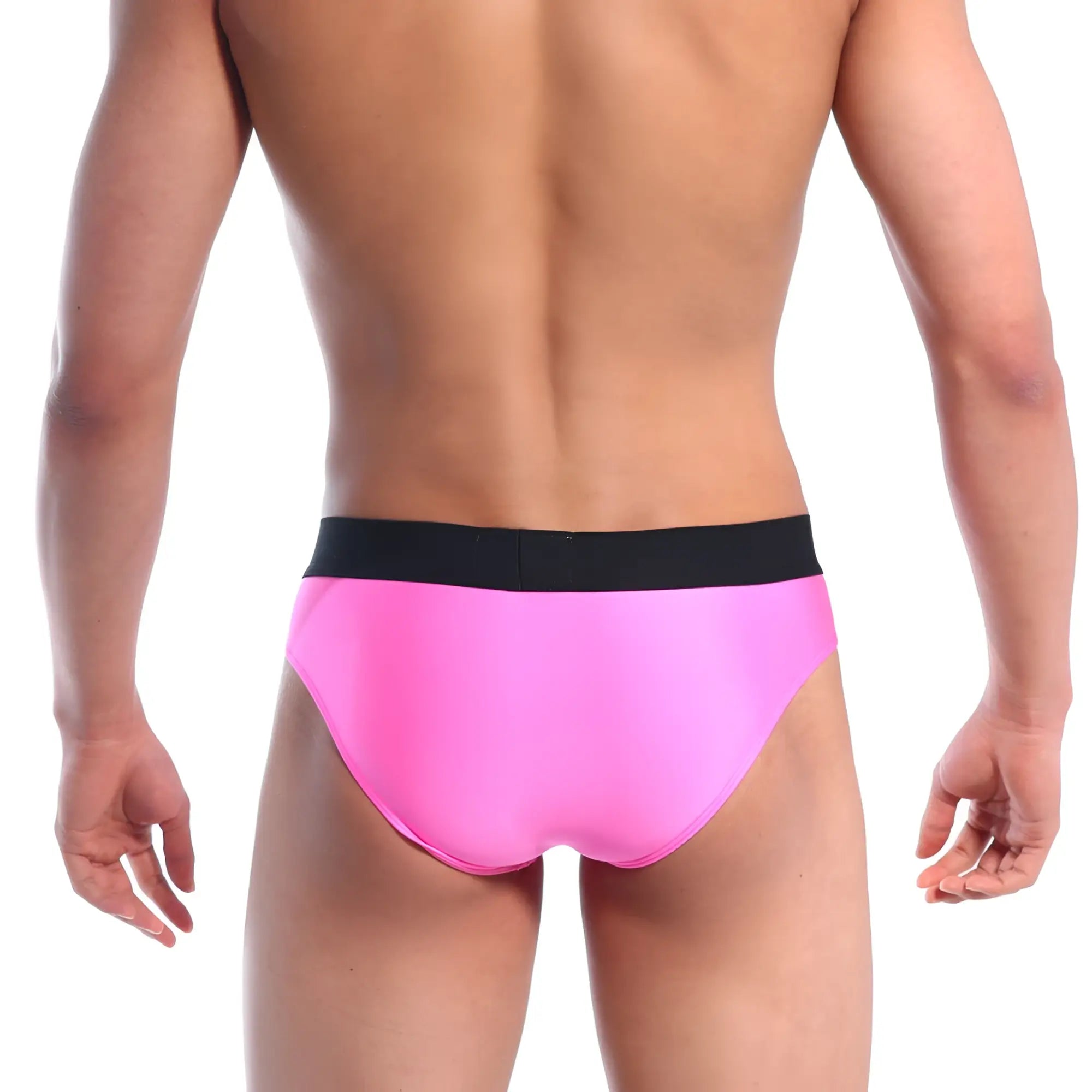 MetroMalewear snap brief pink 2222-02 bright pink briefs with black waistband for comfortable everyday wear