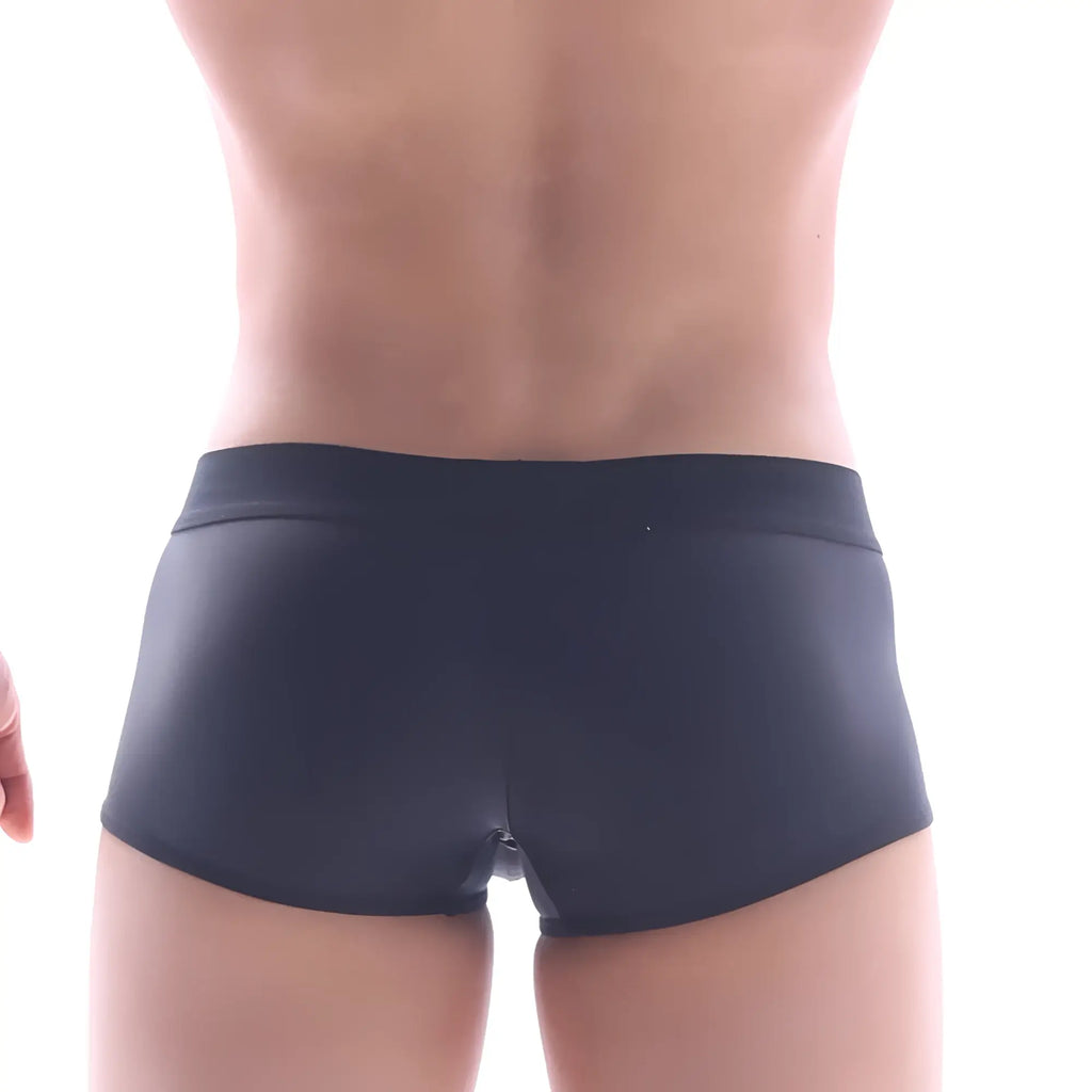 MetroMaleWear snap trunk black form-fitting briefs with smooth stretchy fabric and contoured waistband