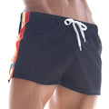 MetroMaleWear soccer swim short black 4704-20 black mesh with white drawstring and orange side stripe