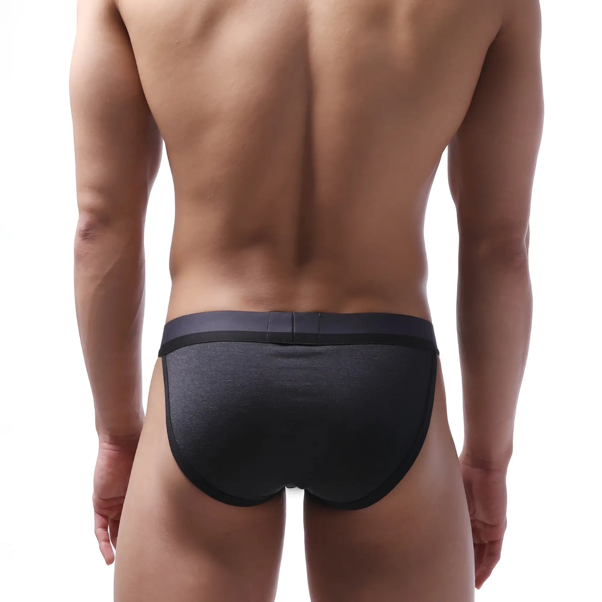 Black textured briefs with a smooth elastic waistband from MetroMaleWear sport bikini heather 3004-39 collection