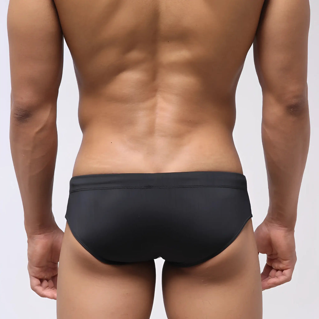 Black metroMalewear stripe swim bikini 4917-40 swim trunks with smooth form-fitting design