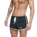 MetroMaleWear summer swim shorts black 4988-20 with white side stripes matching drawstring and small logo on lower left leg