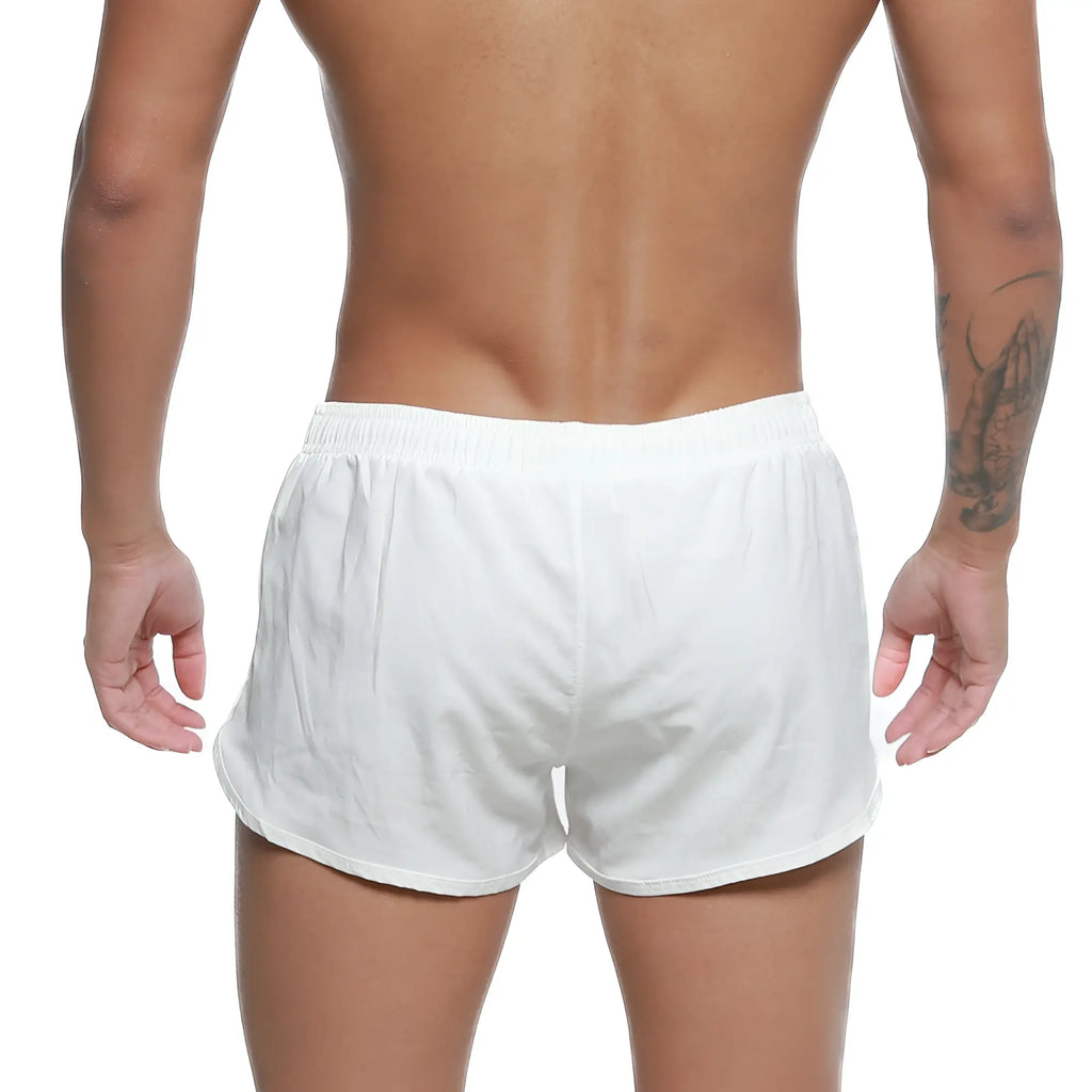 MetroMaleWear summer swim shorts white with elastic waistband and relaxed loose fit for athletic use
