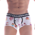 White men’s briefs with colorful cupcake print and black elastic waistband branded metromalewear metroMalewear sweet cake short boxer 7 2022-33