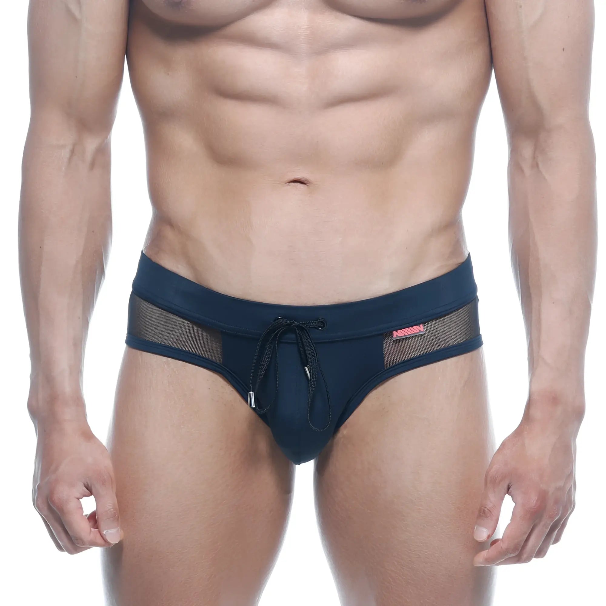 MetroMaleWear swim brief negro 4953-20 navy blue trunks with mesh side panels and drawstring waistband