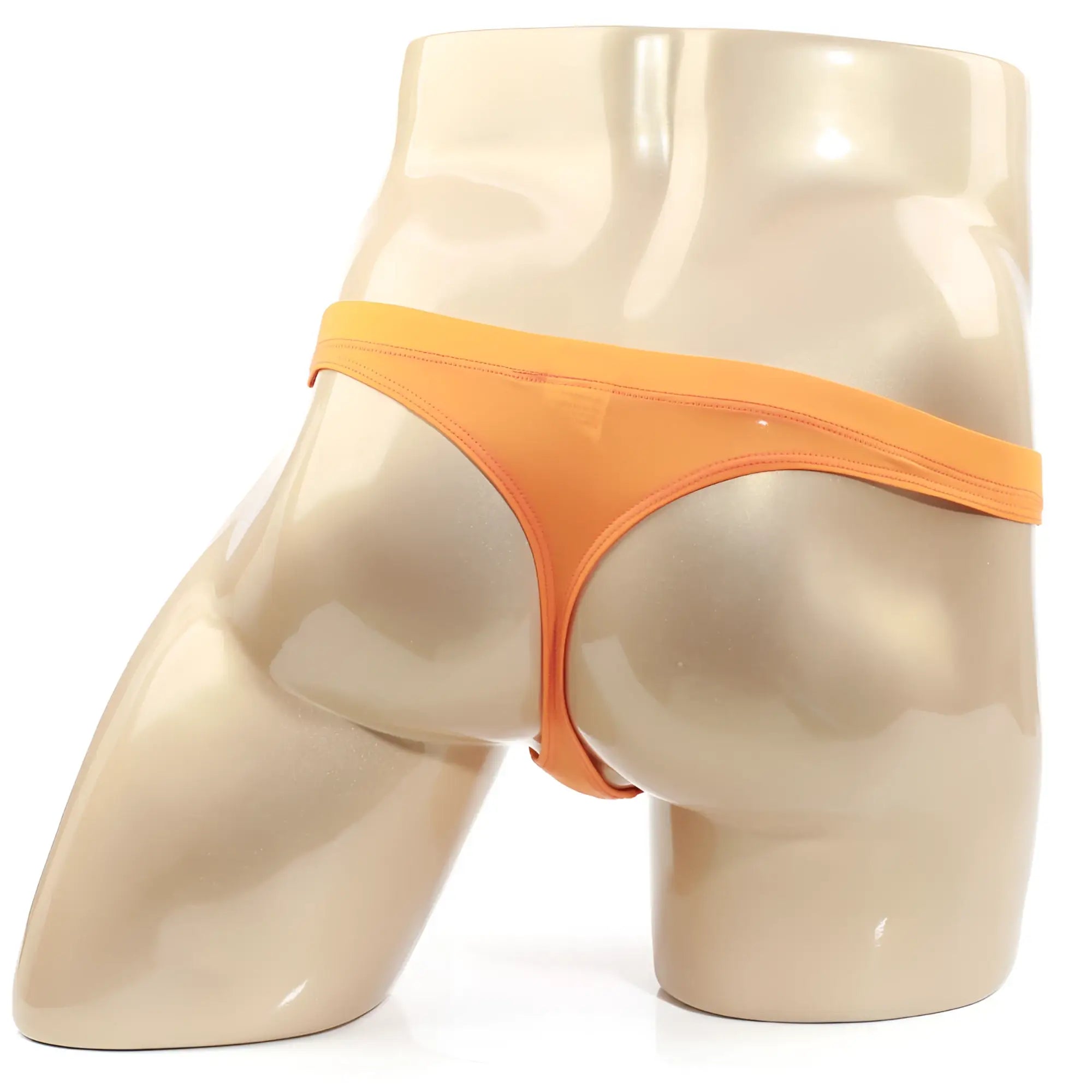 Orange metro malewear tasman thong 5032-14 in sleek fabric displayed on mannequin front view