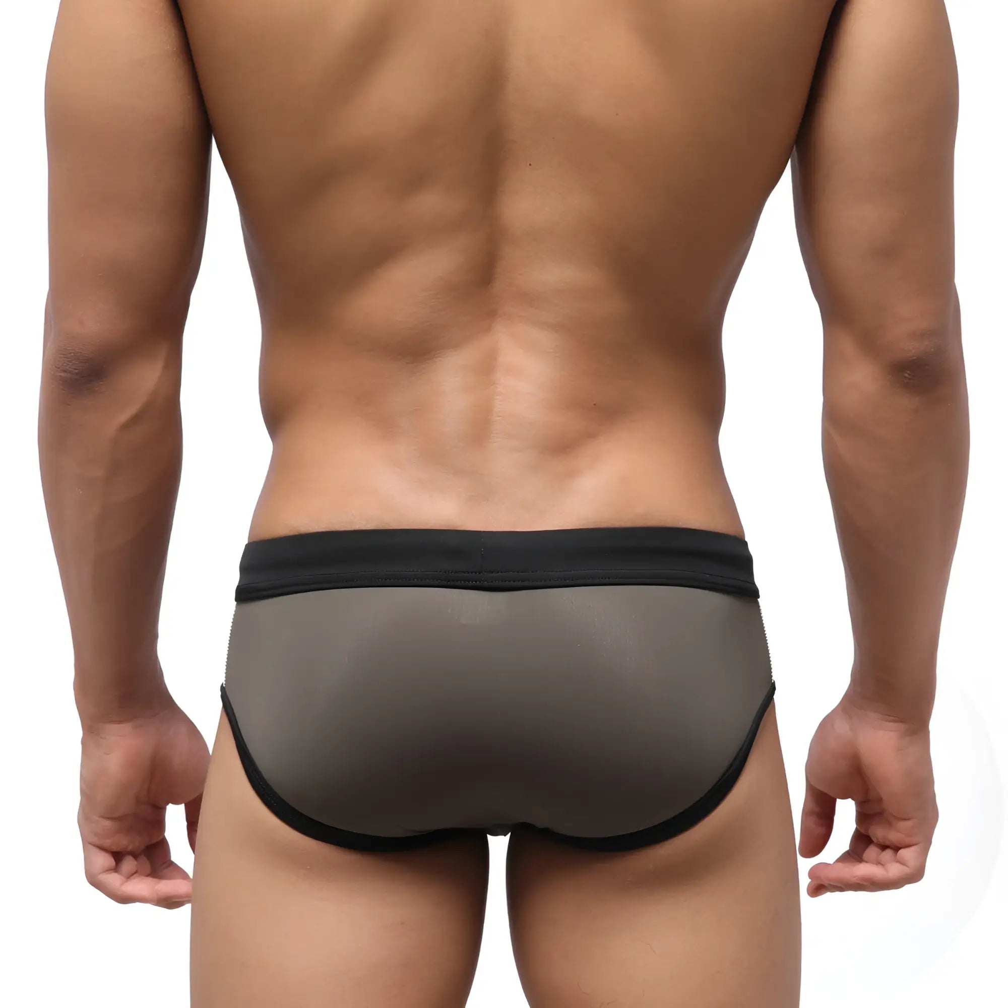 Metro male wear tebai swim brief khaki 4956-26 black trimmed gray mesh briefs designed for swimwear use