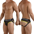 MetroMaleWear tequila jock strap 1331-20 in black and yellow mesh with a bold athletic design