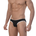 Black briefs with white trim metro male wear terrace hip brief 3106-20 comfortable stretchy fabric