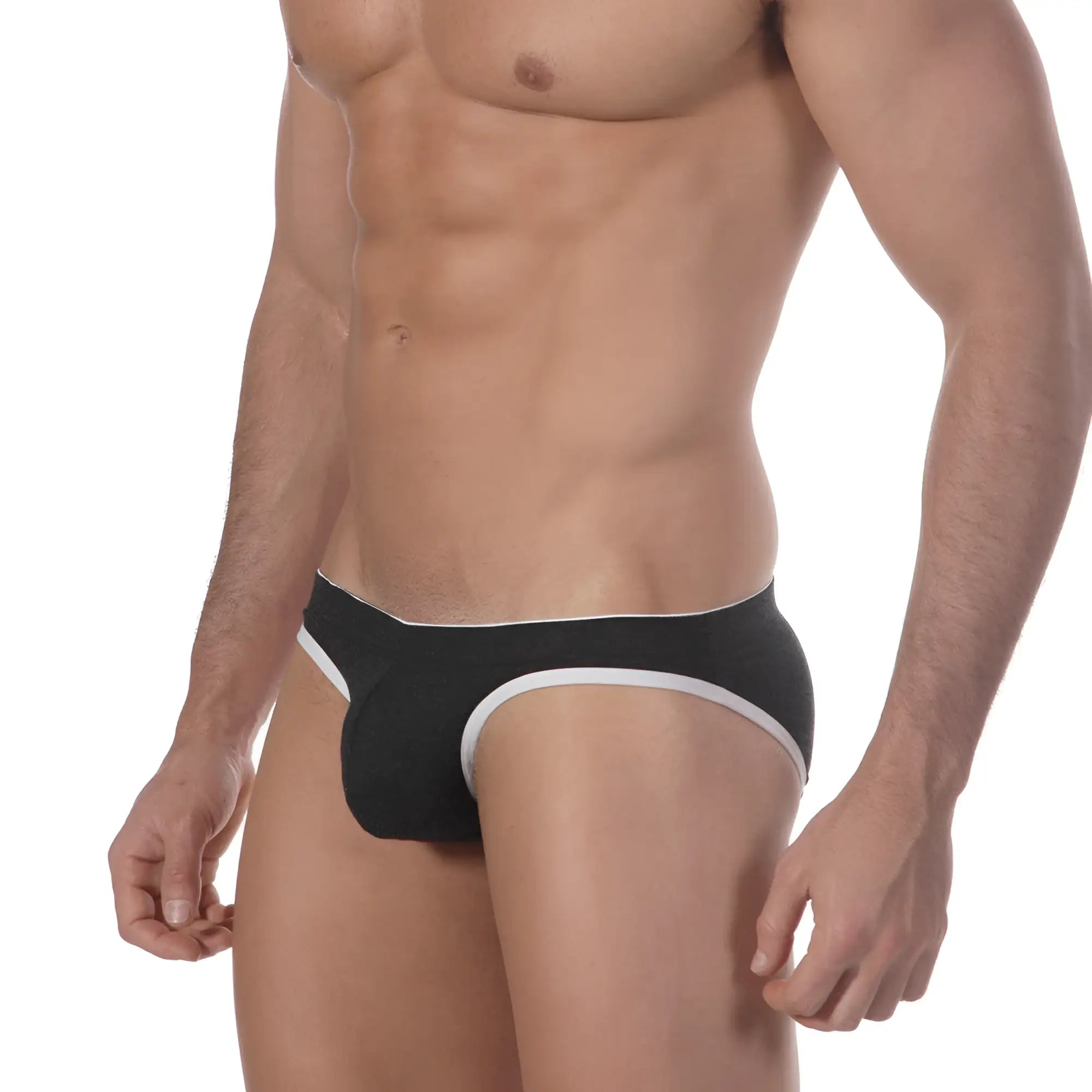 MetroMaleWear terrace hip brief charcoal 3106-11 black briefs with white trim comfortable daily wear