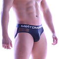Black mesh briefs with a white metromale waistband from metromalewear traditional jock strap snake 1411-31