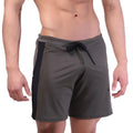 Dark gray metroMalewear trainer shorts with black side panels and drawstring waistband for athletic use