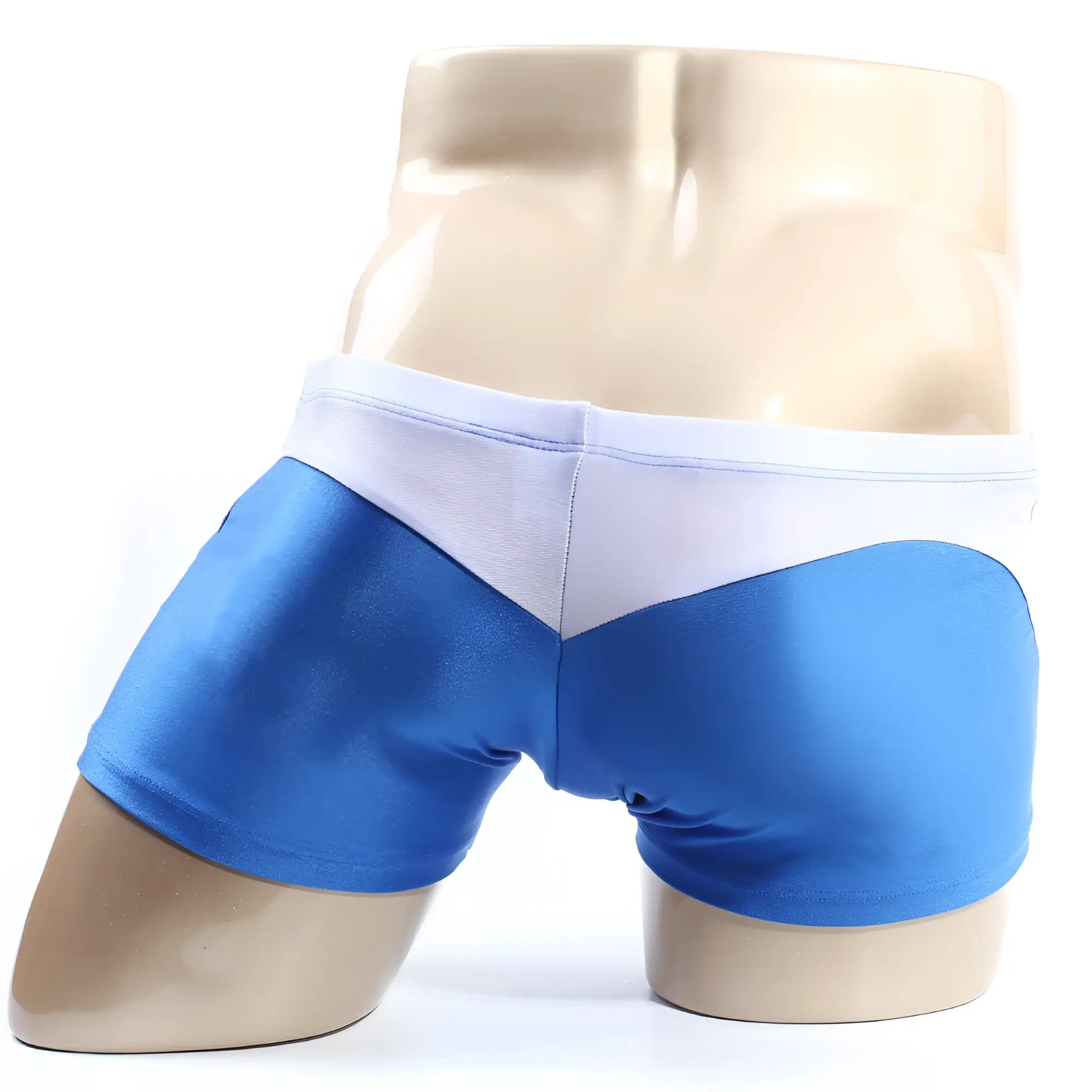 Blue and white metroMalewear ultra square cut royal men’s briefs with shiny stretchy fabric for comfortable wear