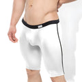 White men’s athletic briefs metroMalewear university biker white with black elastic waistband and side seam trim