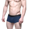 MetroMaleWear Uphole Short Boxer navy blue men’s briefs with black elastic waistband and menw logo