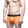 Orange men’s briefs with black m2w logo elastic waistband from MetroMaleWear Uphole Short Boxer 3030-14 collection