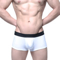 White mens briefs with black elastic waistband featuring mexx logo from metromalewear uphole short boxer 3030-00