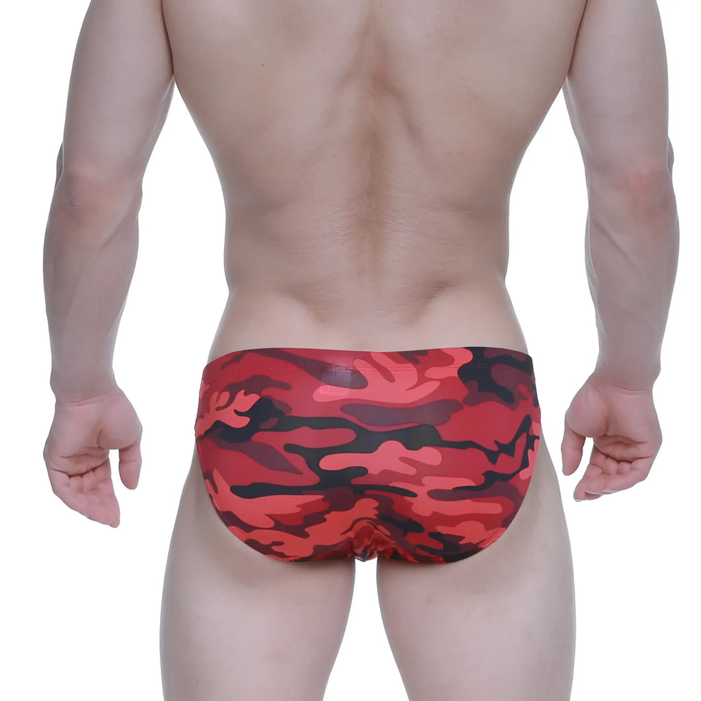 Metro male wear urban camo bikini 5103-m90 red and black camouflage swim trunks for urban beachwear