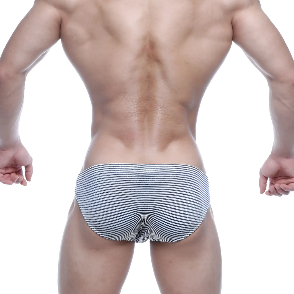 MetroMalewear vasco hip brief gray stripe 5103-46 striped briefs in navy and white made from smooth form-fitting fabric