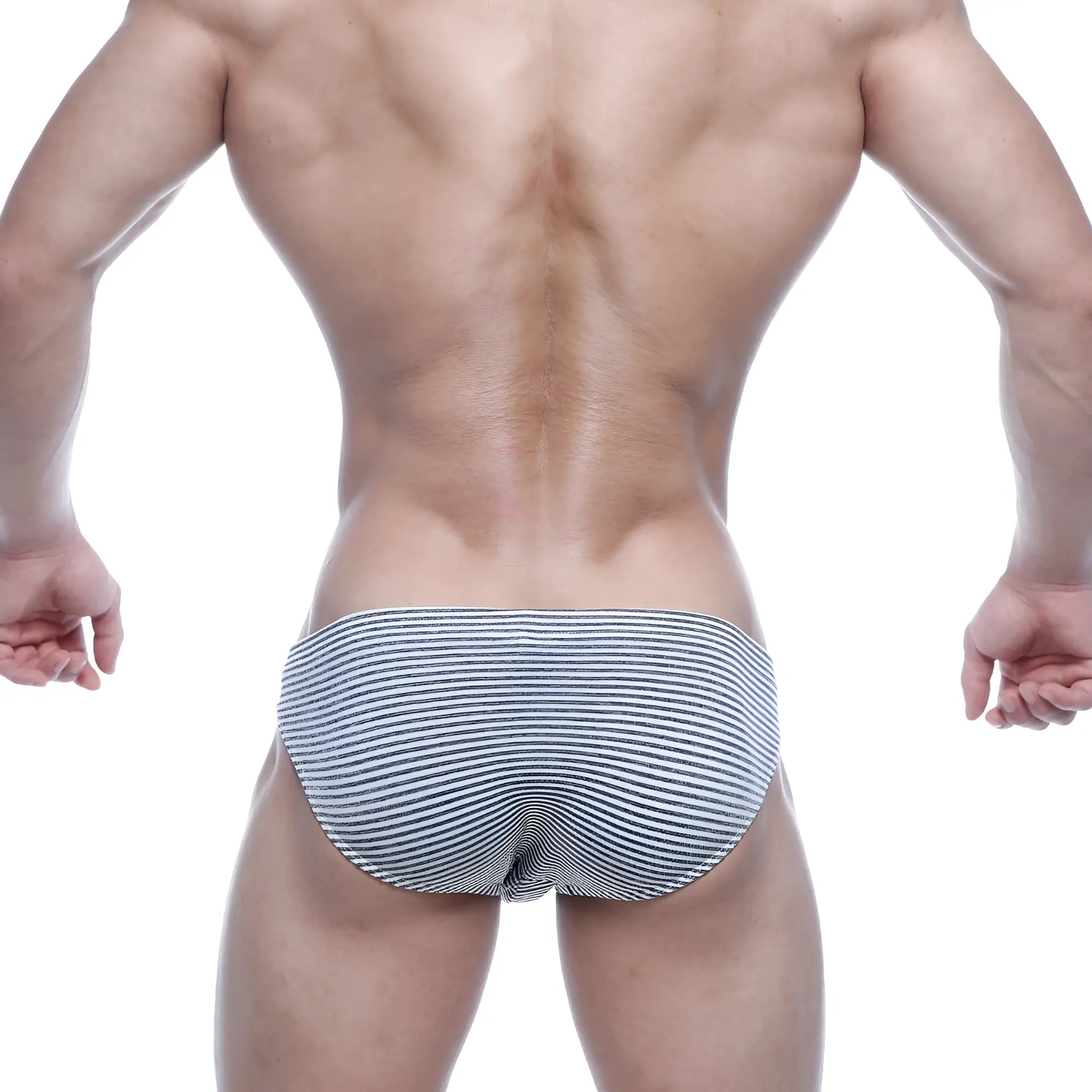 MetroMalewear vasco hip brief gray stripe 5103-46 striped briefs in navy and white made from smooth form-fitting fabric