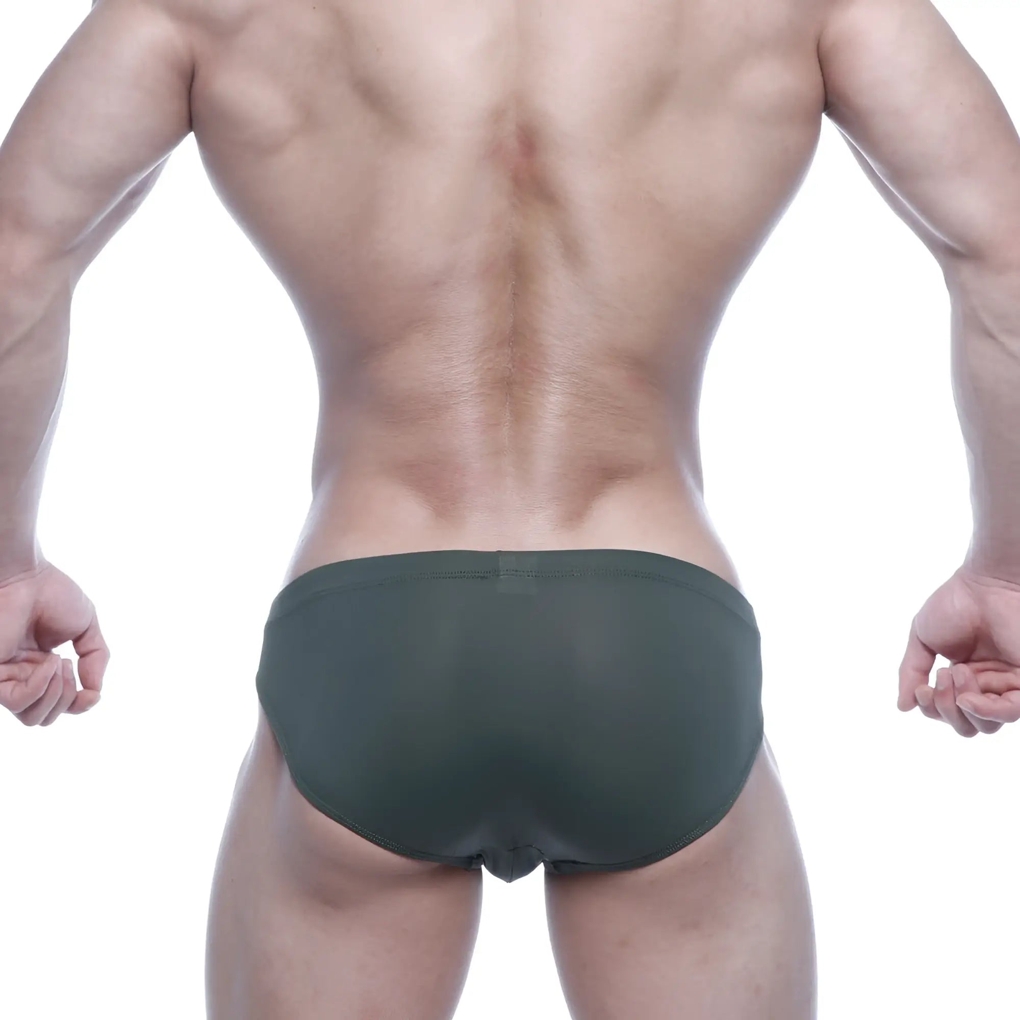 Dark green sheer mesh briefs metro male wear vasco hip brief 5103-26 showing front side of the product