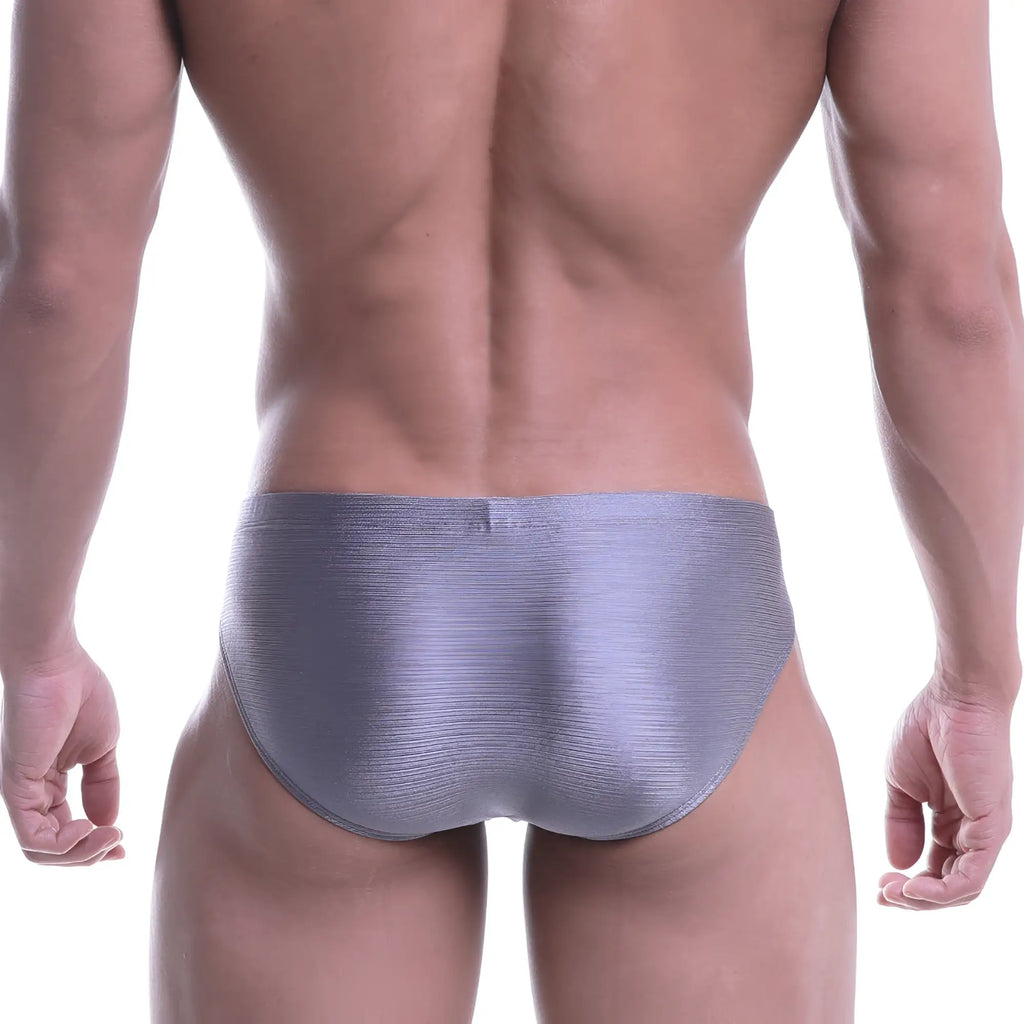 Metro male wear vasco hip brief in silver textured fabric metal gray color for comfortable daily wear